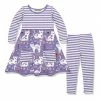 Best Sale 🔥 Millie Loves Lily Purple Kitty Front-Pocket A-Line 👗 Dress & Stripe Leggings - Toddler & 👧 Girls For Kids 😀