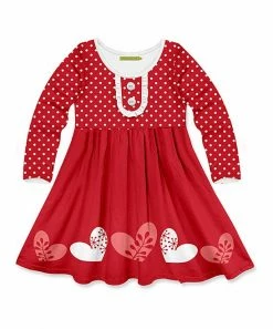Best Pirce 🤩 Millie Loves Lily Red Victory Valentine Button-Accent Button A-Line 👗 Dress - Toddler & 👧 Girls For Kids ✔️