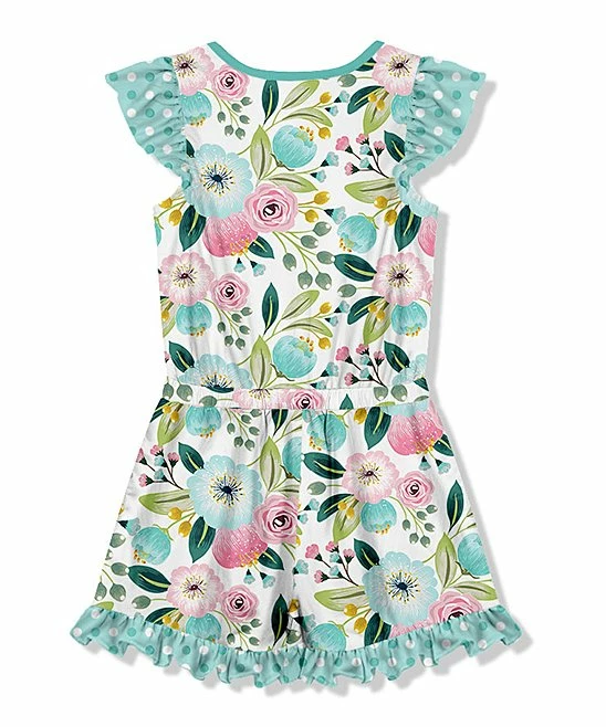 Top 10 π Millie Loves Lily Turquoise Famous Floral Ruffle-Trim Button-Front Romper - Toddler & π§ Girls For Kids π 2 Top 10 π Millie Loves Lily Turquoise Famous Floral Ruffle-Trim Button-Front Romper - Toddler & π§ Girls For Kids π - Image 2