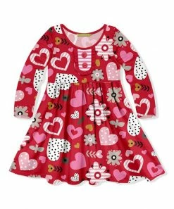 Budget 🎁 Millie Loves Lily Pink & Red Harper's Heart Button-Front A-Line 👗 Dress - Toddler & 👧 Girls For Kids ✔️