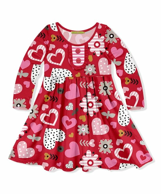 Budget π Millie Loves Lily Pink & Red Harper's Heart Button-Front A-Line π Dress - Toddler & π§ Girls For Kids βοΈ 1 Budget π Millie Loves Lily Pink & Red Harper's Heart Button-Front A-Line π Dress - Toddler & π§ Girls For Kids βοΈ