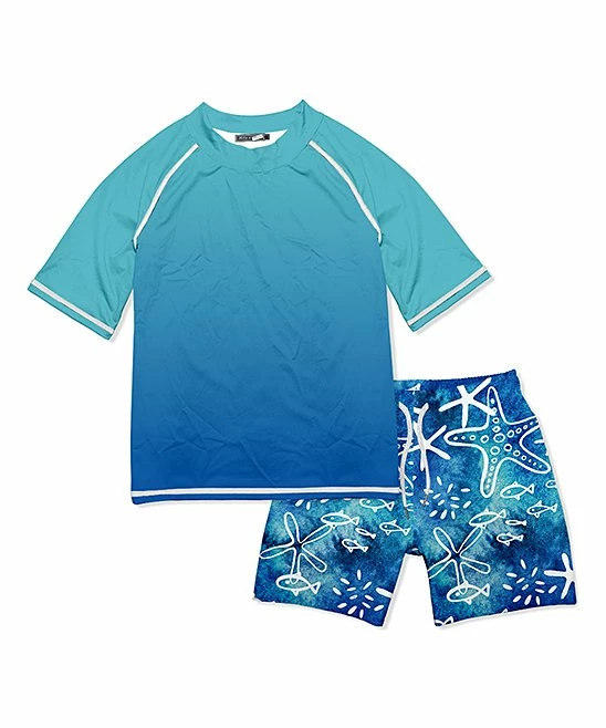 Best Sale ⭐ Millie & Maxx Ocean Blue Ombré Fish Short-Sleeve Rashguard Set - Toddler & Boys For Kids 🤩 1 Best Sale ⭐ Millie & Maxx Ocean Blue Ombré Fish Short-Sleeve Rashguard Set - Toddler & Boys For Kids 🤩