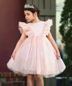 Promo 😍 Trish Scully Child Sparkle Pink Angel-Sleeve Milly A-Line 👗 Dress - Toddler & 👧 Girls For Kids 🥰