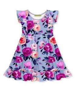 Coupon 👍 Millie Loves Lily Periwinkle & Pink Rose Angel-Sleeve A-Line 👗 Dress - Toddler & 👧 Girls For Kids ✔️