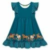 Hot Sale 🔥 Millie Loves Lily Teal & White Polka Dot Pony Ruffle-Hem Angel-Sleeve 👗 Dress - Toddler & 👧 Girls For Kids 😀