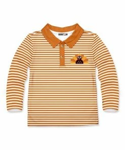 Outlet 🔥 Millie & Maxx Orange & Cream Stripe Turkey Polo - Toddler & Boys For Kids 🔥