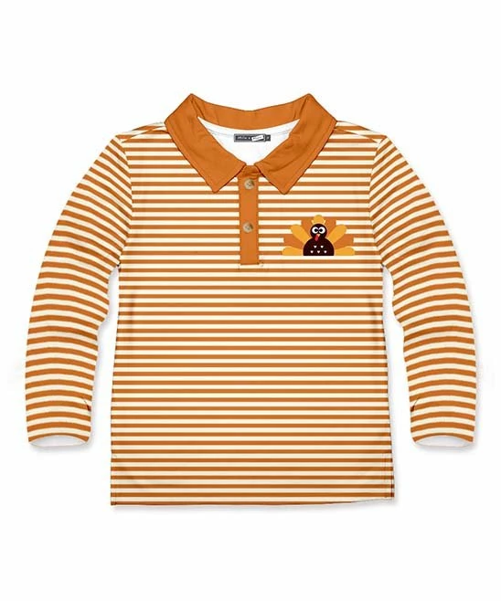 Outlet π₯ Millie & Maxx Orange & Cream Stripe Turkey Polo - Toddler & Boys For Kids π₯ 1 Outlet π₯ Millie & Maxx Orange & Cream Stripe Turkey Polo - Toddler & Boys For Kids π₯