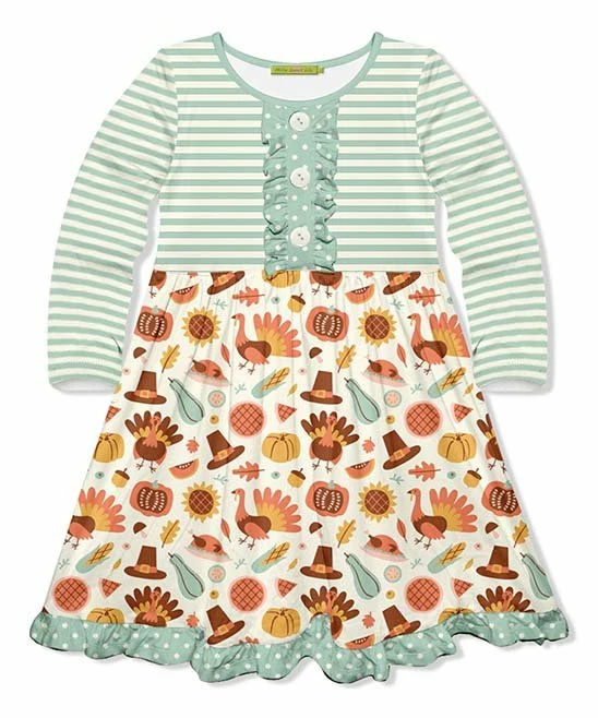 Budget π Millie Loves Lily Mint & Ecru Turkey Day Button-Front A-Line π Dress - Infant, Toddler & π§ Girls For Kids β 1 Budget π Millie Loves Lily Mint & Ecru Turkey Day Button-Front A-Line π Dress - Infant, Toddler & π§ Girls For Kids β
