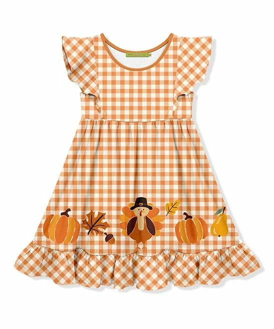 Best Sale π Millie Loves Lily Orange Gingham Turkey Parade Angel-Sleeve π Dress - Toddler & π§ Girls For Kids π 1 Best Sale π Millie Loves Lily Orange Gingham Turkey Parade Angel-Sleeve π Dress - Toddler & π§ Girls For Kids π