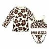 New 🥰 Millie Loves Lily Cream & Brown Simply Leopard Ruffle 👙 Bikini & Rashguard Set - 👧 Girls For Kids 😉