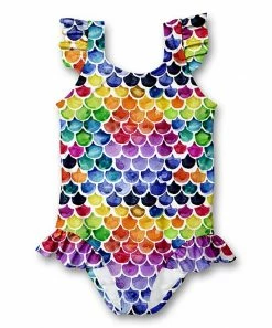Best reviews of 😍 Millie Loves Lily Purple Multicolor Mermaid Scales Ruffle-Trim One-Piece - Toddler & 👧 Girls For Kids 🧨