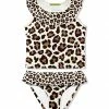 Cheapest 😉 Millie Loves Lily Cream & Brown Simply Leopard Ruffle-Detail Tankini - Infant, Toddler & 👧 Girls For Kids ✨
