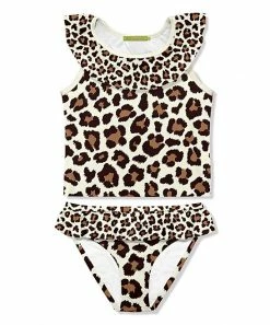 Cheapest 😉 Millie Loves Lily Cream & Brown Simply Leopard Ruffle-Detail Tankini - Infant, Toddler & 👧 Girls For Kids ✨