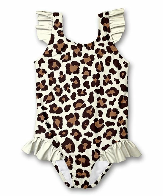 Best Sale β Millie Loves Lily Cream & Brown Simply Leopard Ruffle One-Piece - π§ Girls For Kids π 1 Best Sale β Millie Loves Lily Cream & Brown Simply Leopard Ruffle One-Piece - π§ Girls For Kids π