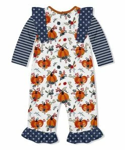 Best Sale 🔔 Little Millie Navy Floral Pumpkin Ruffle-Trim Playsuit - Infant For Baby & Maternity 🔔 -Little Millie-shop zu95805330 alt 2 tm1621431696