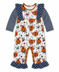 Best Sale 🔔 Little Millie Navy Floral Pumpkin Ruffle-Trim Playsuit - Infant For Baby & Maternity 🔔