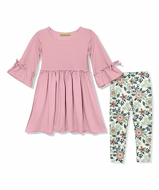 Outlet π₯° Millie Loves Lily Dusty Pink Bow Bell-Sleeve A-Line π Dress & Flower Femme Leggings - Toddler & π§ Girls For Kids β 1 Outlet π₯° Millie Loves Lily Dusty Pink Bow Bell-Sleeve A-Line π Dress & Flower Femme Leggings - Toddler & π§ Girls For Kids β
