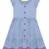 Promo 😀 Simply Millie By Millie Loves Lily Periwinkle & Violet Button-Up Ruffle-Hem Angel-Sleeve 👗 Dress - 👧 Girls For Kids 🌟