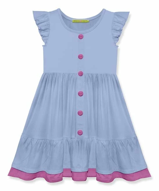 Promo π Simply Millie By Millie Loves Lily Periwinkle & Violet Button-Up Ruffle-Hem Angel-Sleeve π Dress - π§ Girls For Kids π 1 Promo π Simply Millie By Millie Loves Lily Periwinkle & Violet Button-Up Ruffle-Hem Angel-Sleeve π Dress - π§ Girls For Kids π