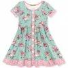 Brand new ⭐ Millie Loves Lily Mint & Pink Chloe Floral Short-Sleeve Button-Up A-Line 👗 Dress For Kids 🔥