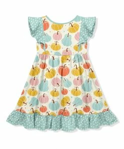 Cheapest 👍 Millie Loves Lily Cream & Mint Pumpkin Angel-Sleeve 👗 Dress - Infant, Toddler & 👧 Girls For Kids 😉 -Little Millie-shop zu97692829 alt 3 tm1633547842
