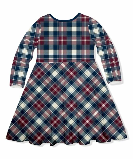 Outlet β Millie Loves Lily Navy & Red Plaid Bow-Accent A-Line π Dress - π§ Girls For Kids π― 3 Outlet β Millie Loves Lily Navy & Red Plaid Bow-Accent A-Line π Dress - π§ Girls For Kids π― - Image 3