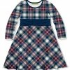 Outlet ⌛ Millie Loves Lily Navy & Red Plaid Bow-Accent A-Line 👗 Dress - 👧 Girls For Kids 💯