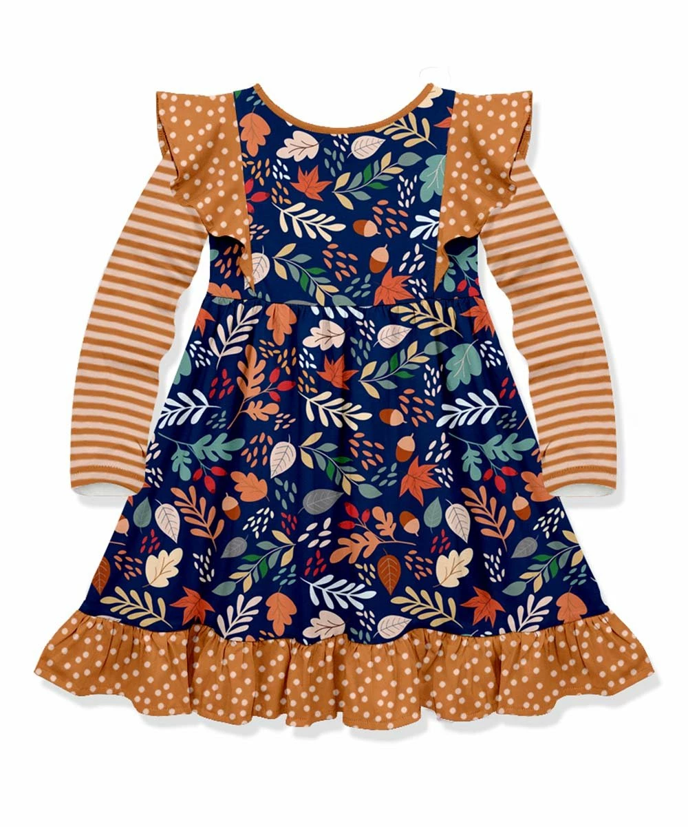 Discount 𧨠Millie Loves Lily Navy Fall Leaves Long-Sleeve A-Line π Dress - Toddler & π§ Girls For Kids βοΈ 3 Discount 𧨠Millie Loves Lily Navy Fall Leaves Long-Sleeve A-Line π Dress - Toddler & π§ Girls For Kids βοΈ - Image 3