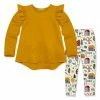 Outlet 🧨 Millie Loves Lily Marigold Ruffle-Accent Hi-Low Top & Cream Fall Farming Leggings - Toddler & 👧 Girls For Kids 👍