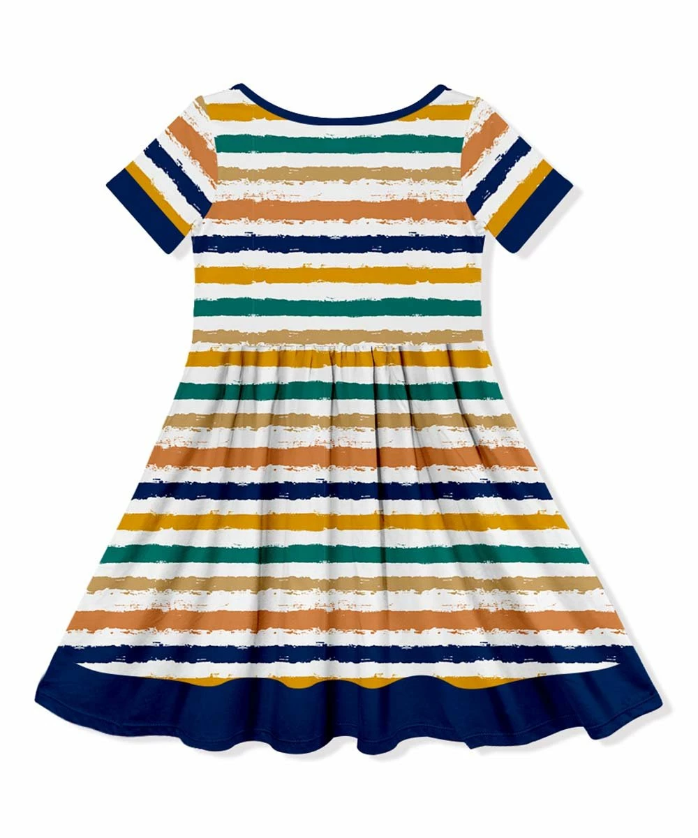 Wholesale π Millie Loves Lily Navy Painted Stripe Short-Sleeve A-Line π Dress - π§ Girls For Kids π₯ 2 Wholesale π Millie Loves Lily Navy Painted Stripe Short-Sleeve A-Line π Dress - π§ Girls For Kids π₯ - Image 2