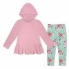 Cheapest 🧨 Millie Loves Lily Dusty Pink Ruffle-Hem Hoodie & Mint & Pink Chloe Floral Leggings - Toddler & 👧 Girls For Kids 🥰