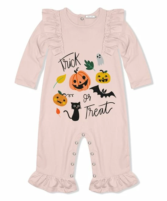 Best Sale π Little Millie Light Pink 'Trick Or Treat' π¦ Halloween Cat Ruffle-Trim Playsuit - Infant For Kids π 1 Best Sale π Little Millie Light Pink 'Trick Or Treat' π¦ Halloween Cat Ruffle-Trim Playsuit - Infant For Kids π