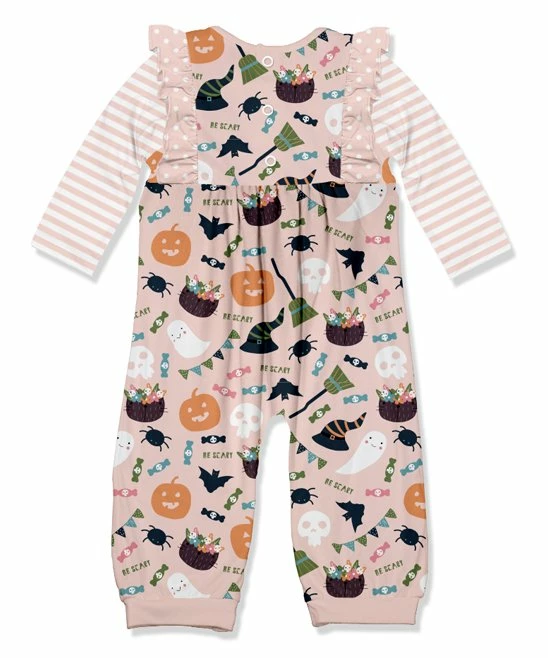 Promo π Little Millie Light Pink & Orange 'Scary' π§ Halloween Icons Ruffle-Trim Playsuit - Infant For Kids π₯° 2 Promo π Little Millie Light Pink & Orange 'Scary' π§ Halloween Icons Ruffle-Trim Playsuit - Infant For Kids π₯° - Image 2