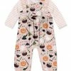 Promo 😍 Little Millie Light Pink & Orange 'Scary' 🧛 Halloween Icons Ruffle-Trim Playsuit - Infant For Kids 🥰