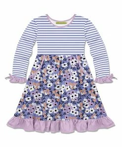 Brand new 🧨 Millie Loves Lily Purple Amanda Floral Bow-Accent Pocket A-Line 👗 Dress - Infant, Toddler & 👧 Girls For Kids ✨