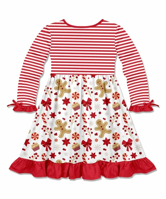 Wholesale π Millie Loves Lily White & Red Gingerbread & Sweets Bow-Accent Pocket A-Line π Dress - π§ Girls For Kids β 2 Wholesale π Millie Loves Lily White & Red Gingerbread & Sweets Bow-Accent Pocket A-Line π Dress - π§ Girls For Kids β - Image 2