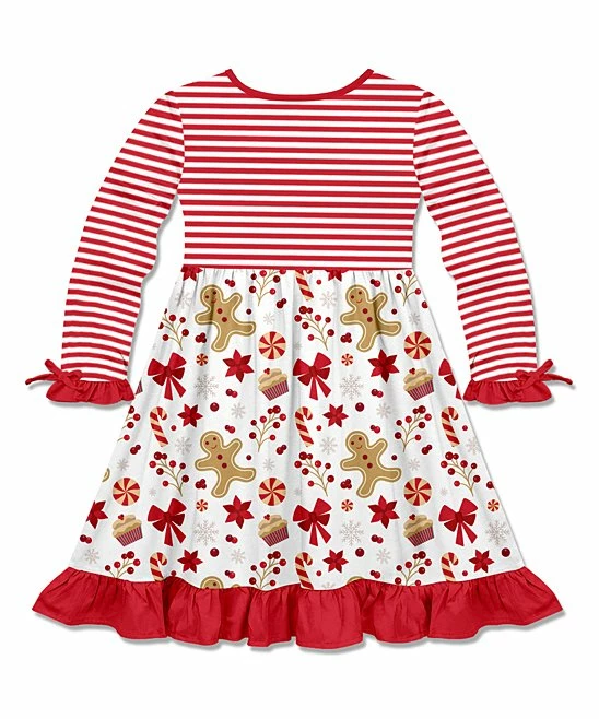 Wholesale π Millie Loves Lily White & Red Gingerbread & Sweets Bow-Accent Pocket A-Line π Dress - π§ Girls For Kids β 3 Wholesale π Millie Loves Lily White & Red Gingerbread & Sweets Bow-Accent Pocket A-Line π Dress - π§ Girls For Kids β - Image 3