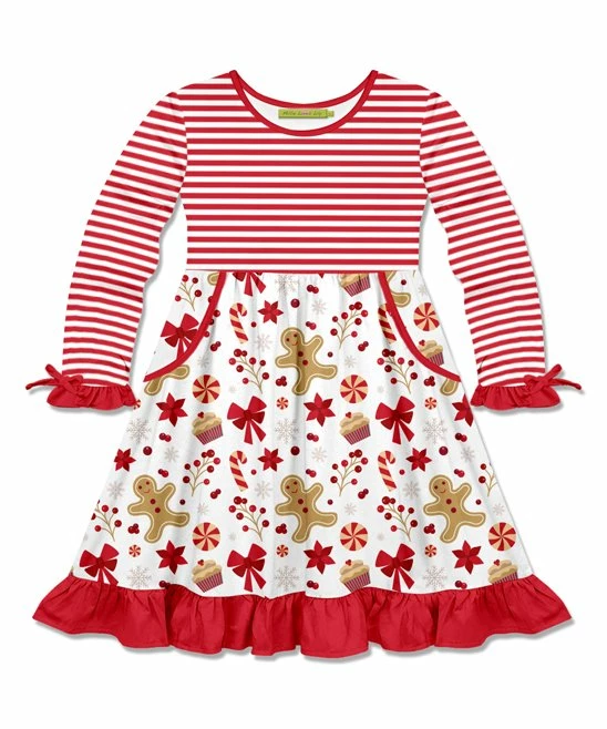 Wholesale π Millie Loves Lily White & Red Gingerbread & Sweets Bow-Accent Pocket A-Line π Dress - π§ Girls For Kids β 4 Wholesale π Millie Loves Lily White & Red Gingerbread & Sweets Bow-Accent Pocket A-Line π Dress - π§ Girls For Kids β - Image 4