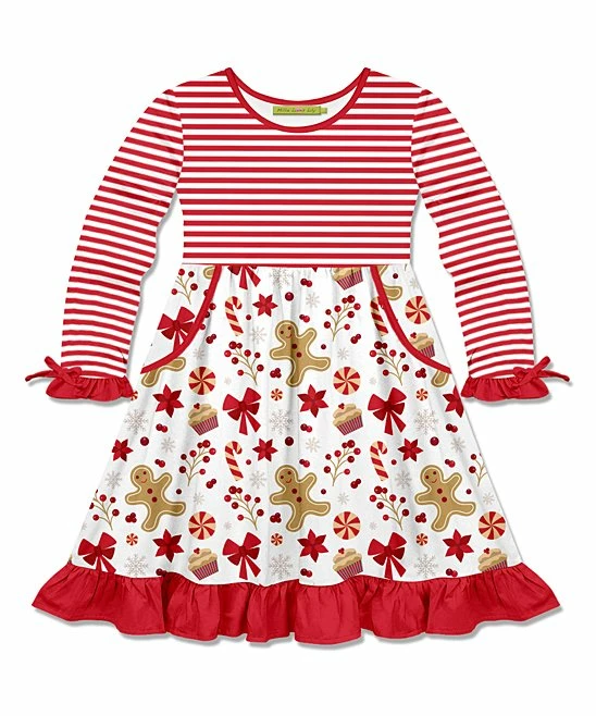 Wholesale π Millie Loves Lily White & Red Gingerbread & Sweets Bow-Accent Pocket A-Line π Dress - π§ Girls For Kids β 1 Wholesale π Millie Loves Lily White & Red Gingerbread & Sweets Bow-Accent Pocket A-Line π Dress - π§ Girls For Kids β