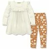 Cheapest 🤩 Millie Loves Lily Cream Ruffle Long-Sleeve Top & Rust Pumpkin Harvest Leggings - Toddler & 👧 Girls For Kids 💯