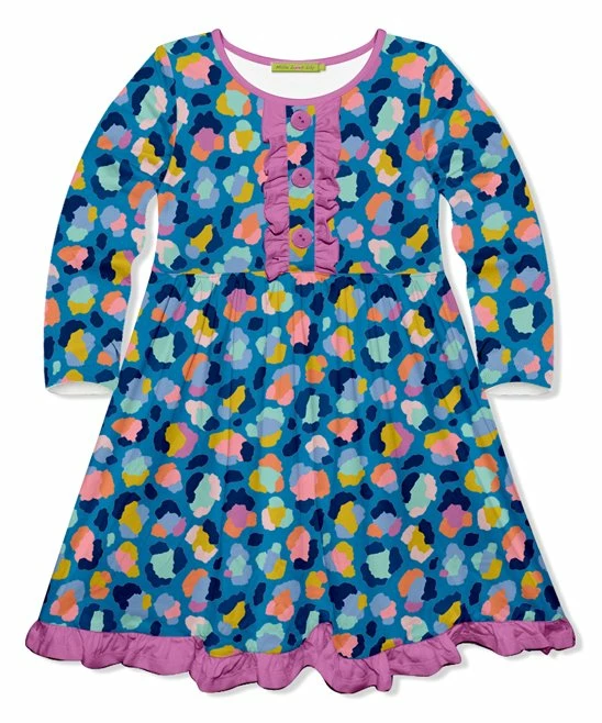 Promo π Millie Loves Lily Teal Technicolor Leopard Button-Front π Dress - Toddler & π§ Girls For Kids β€οΈ 1 Promo π Millie Loves Lily Teal Technicolor Leopard Button-Front π Dress - Toddler & π§ Girls For Kids β€οΈ