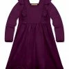 Top 10 ⌛ Simply Millie By Millie Loves Lily Burgundy Ruffle Long-Sleeve A-Line 👗 Dress - 👧 Girls For Kids 🤩