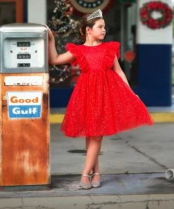 Cheapest 👍 Trish Scully Child Crimson & Silver Ruffle-Accent Milly Tutu 👗 Dress - Toddler For Kids 🎉