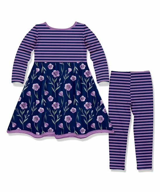Wholesale π Millie Loves Lily Purple Petals Pocket A-Line π Dress & Stripe Leggings - Infant, Toddler & π§ Girls For Kids π 3 Wholesale π Millie Loves Lily Purple Petals Pocket A-Line π Dress & Stripe Leggings - Infant, Toddler & π§ Girls For Kids π - Image 3