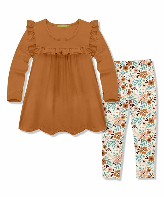 Best Sale π Millie Loves Lily Orange Ruffle Long-Sleeve Top & Hazel Floral Leggings - Toddler & π§ Girls For Kids π 1 Best Sale π Millie Loves Lily Orange Ruffle Long-Sleeve Top & Hazel Floral Leggings - Toddler & π§ Girls For Kids π