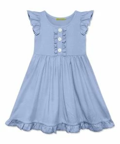 Cheapest 🥰 Simply Millie By Millie Loves Lily Periwinkle Button-Front Angel-Sleeve A-Line 👗 Dress - Toddler & 👧 Girls For Kids ⭐