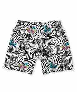 Flash Sale 🎉 Millie & Maxx White & Black Zebra Swim Trunks - Toddler & Boys For Kids 🥰