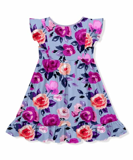 Hot Sale π Millie Loves Lily Periwinkle Rose Ruffle-Hem Angel-Sleeve A-Line π Dress - Toddler For Kids π 3 Hot Sale π Millie Loves Lily Periwinkle Rose Ruffle-Hem Angel-Sleeve A-Line π Dress - Toddler For Kids π - Image 3