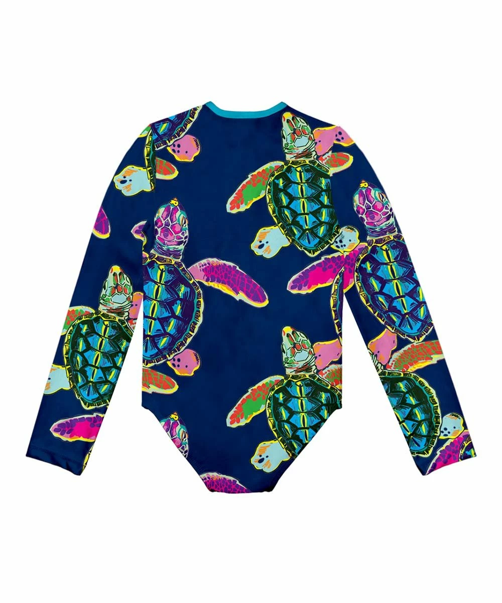 Flash Sale π Millie Loves Lily Navy Water Turtle Zip-Front One-Piece Rashguard - Toddler & π§ Girls For Kids π 3 Flash Sale π Millie Loves Lily Navy Water Turtle Zip-Front One-Piece Rashguard - Toddler & π§ Girls For Kids π - Image 3