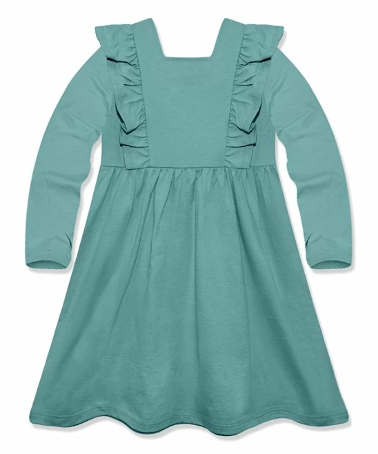 Wholesale β¨ Simply Millie By Millie Loves Lily Nile Blue Ruffle Square-Neck Long-Sleeve A-Line π Dress - Toddler & π§ Girls For Kids π 2 Wholesale β¨ Simply Millie By Millie Loves Lily Nile Blue Ruffle Square-Neck Long-Sleeve A-Line π Dress - Toddler & π§ Girls For Kids π - Image 2